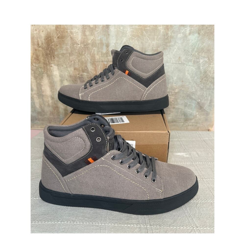Vance Co Justin Men's Light Grey Canvas High Top Sneaker Comfort Foam Size 12 M